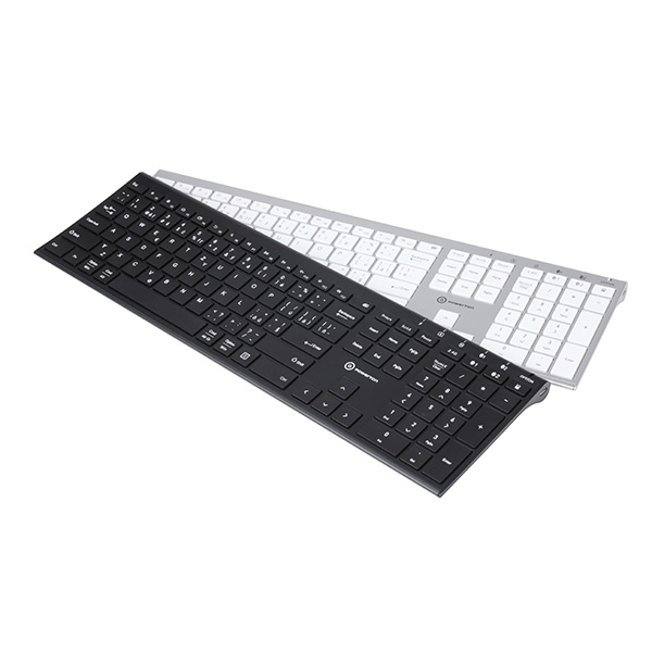 Powerton UltraSlim klawiatura integrovana CZ SK Multi Device rodzaj 2.4 GHz Dongle + Dual Bluetooth bezprzewodowa czarna - obrazek 8