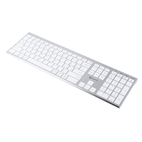 Powerton UltraSlim klawiatura integrovana CZ SK Multi Device rodzaj 2.4 GHz Dongle + Dual Bluetooth bezprzewodowa srebrna - obrazek 4