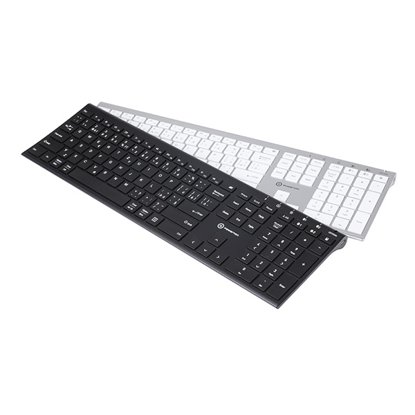 Powerton UltraSlim klawiatura integrovana CZ SK Multi Device rodzaj 2.4 GHz Dongle + Dual Bluetooth bezprzewodowa srebrna - obrazek 8