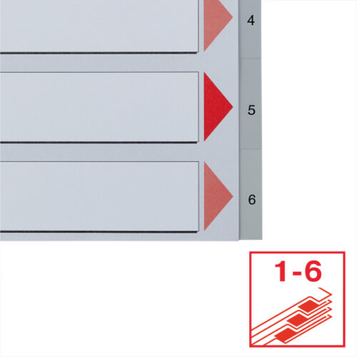 100104_04-2.jpg Przekładki plastikowe szare PP numeryczne A4 Esselte, 1-6