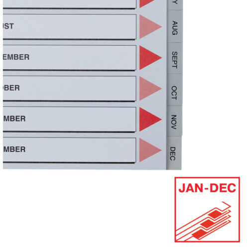 100114_04-2.jpg Przekładki plastikowe szare PP numeryczne A4 Esselte, 12 miesięcy