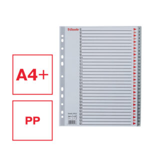 Przekładki plastikowe szare PP alfabetyczne A4 Esselte, 1-31 maxi