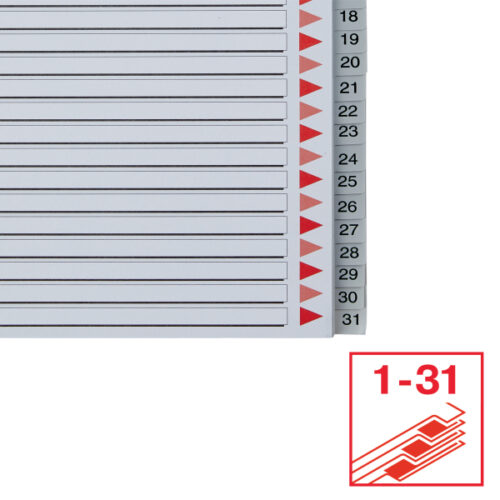 100127_04-2.jpg Przekładki plastikowe szare PP alfabetyczne A4 Esselte, 1-31 maxi