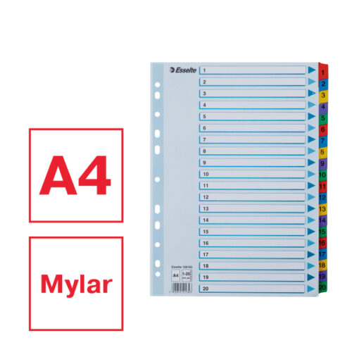 100163_01-2.jpg Przekładki kartonowe Mylar A4 Esselte, biały 1-20