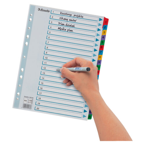 100163_05-2.jpg Przekładki kartonowe Mylar A4 Esselte, biały 1-20