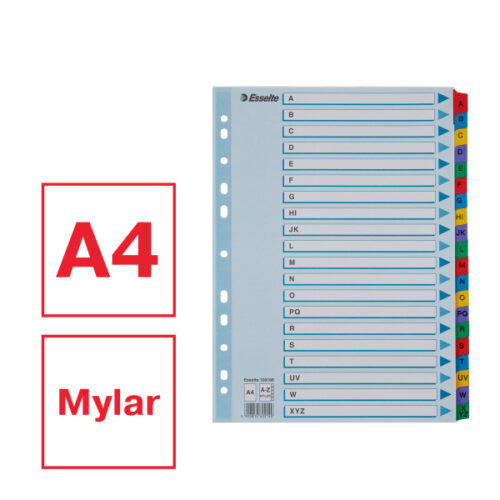 100166_01-2.jpg Przekładki kartonowe Mylar A4 Esselte, biały A-Z