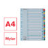 Przekładki kartonowe Mylar A4 Esselte, biały A-Z