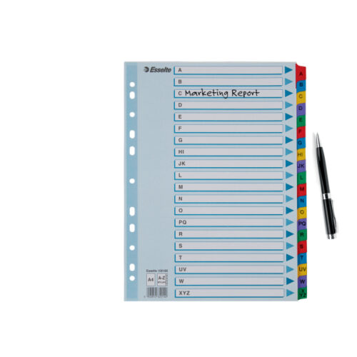 100166_03-2.jpg Przekładki kartonowe Mylar A4 Esselte, biały A-Z