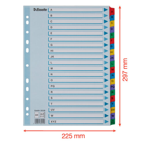 100166_06-2.jpg Przekładki kartonowe Mylar A4 Esselte, biały A-Z