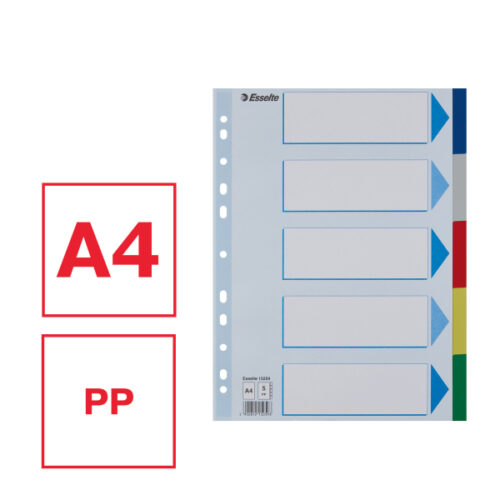 15259_01-2.jpg Przekładki plastikowe z PP A4 Esselte, 5 kart