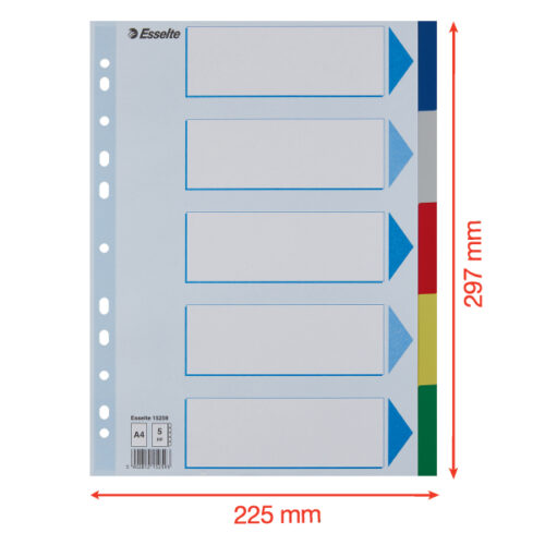 15259_05-2.jpg Przekładki plastikowe z PP A4 Esselte, 5 kart