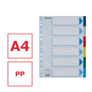 Przekładki plastikowe z PP A4 Esselte, 6 kart