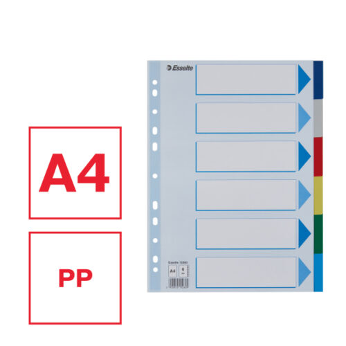15260_01-2.jpg Przekładki plastikowe z PP A4 Esselte, 6 kart