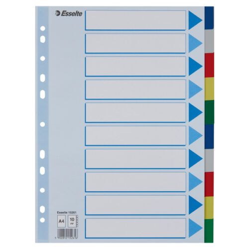 Przekładki plastikowe z PP A4 Esselte, 10 kart