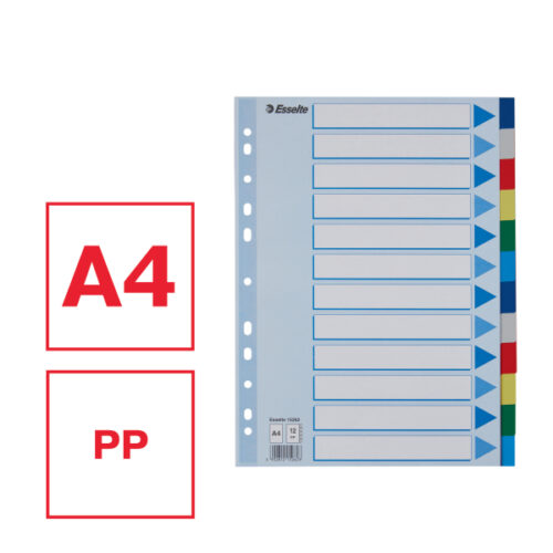 15262_01-2.jpg Przekładki plastikowe z PP A4 Esselte, 12 kart