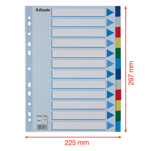 15262_05-2.jpg Przekładki plastikowe z PP A4 Esselte, 12 kart