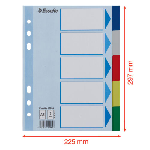 15264_05-2.jpg Przekładki plastikowe z PP A5 Esselte, 5 kart