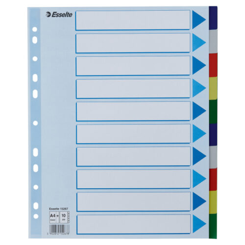 Przekładki plastikowe MAXI z PP Esselte, 10 kart