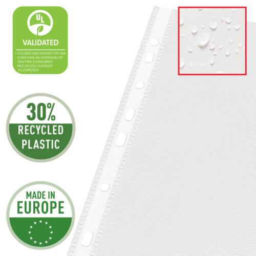 17939_01-2.jpg Koszulki groszkowe Esselte, A4, z klapką, 30% PP z recyklingu, 90 mic.