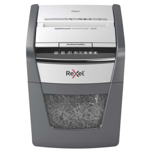 2020050XEU_01.jpg Niszczarka Rexel Optimum AutoFeed+ 50X, P4, 50 kartek, 20 l kosz