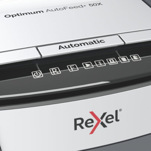 2020050XEU_03.jpg Niszczarka Rexel Optimum AutoFeed+ 50X, P4, 50 kartek, 20 l kosz