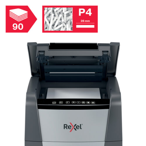 2020090XEU_02.jpg Niszczarka Rexel Optimum AutoFeed+ 90X, P4, 90 kartek, 34 l kosz