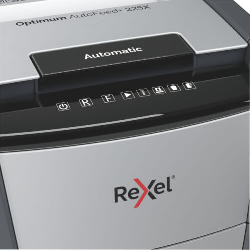 2020225XEU_03.jpg Niszczarka Rexel Optimum AutoFeed+ 225X, P4, 225 kartek, 60 l kosz