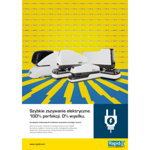 2102351_n_05.jpg Zszywacz elektryczny Rapid Optima 20E, do 20 kartek, na baterię lub zasilacz, biały