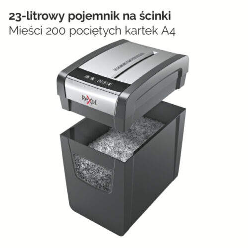 2104574EU_n_04.jpg Niszczarka Rexel Momentum X312-SL Slimline, P3, 12 kartek, 23 l kosz