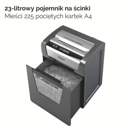 2104576EU_n_04.jpg Niszczarka Rexel Momentum X415, P4, 15 kartek, 23 l kosz
