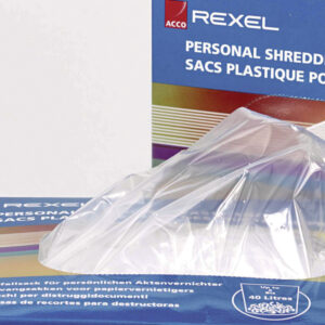 Plastikowe worki Rexel na ścinki do niszczarek, pojemność 115 litrów