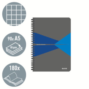Kołonotatnik Office Card A5, w kratkę, niebieski