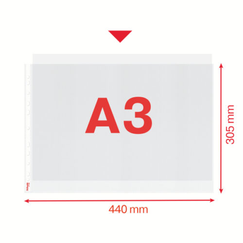 47182_04-2.jpg Koszulki groszkowe Esselte, A3, poziome, 30% PP z recyklingu, 85 mic.