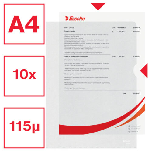 54820_01-1.jpg Ofertówki groszkowe Esselte, A4, 30% PP z recyklingu, 115 mic., przezroczysty