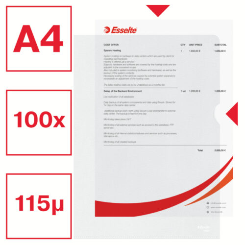 54832_01-1.jpg Ofertówki groszkowe Esselte, A4, 30% PP z recyklingu, 115 mic., przezroczysty