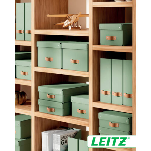 61480050_n_15.jpg Pudełko do przechowywania Leitz Puro z pokrywką, średnie niskie, 8 l, z tektury w 100% z recyklingu, 2 szt., zielone