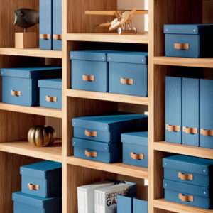 Pudełko do przechowywania Leitz Puro z pokrywką, średnie niskie, 8 l, z tektury w 100% z recyklingu, 2 szt., granatowe