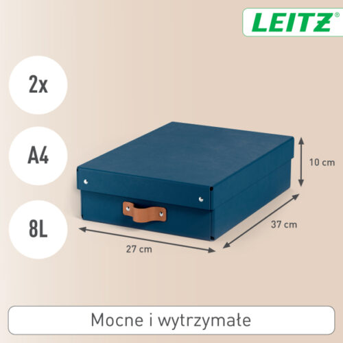 61480068_n_01.jpg Pudełko do przechowywania Leitz Puro z pokrywką, średnie niskie, 8 l, z tektury w 100% z recyklingu, 2 szt., granatowe