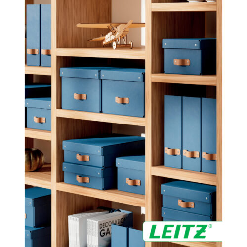 61480068_n_14.jpg Pudełko do przechowywania Leitz Puro z pokrywką, średnie niskie, 8 l, z tektury w 100% z recyklingu, 2 szt., granatowe