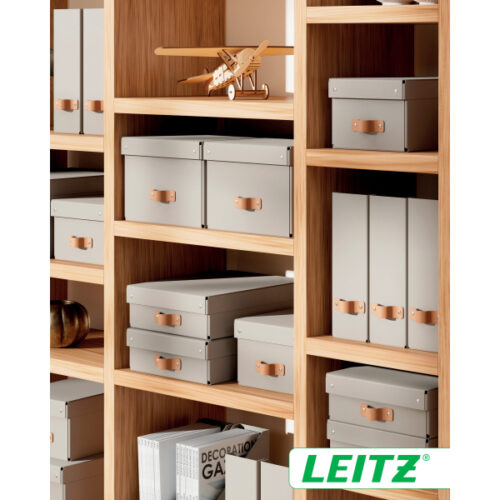 61490012_n_14.jpg Pudełko do przechowywania Leitz Puro z pokrywką, średnie, 17 l, z tektury w 100% z recyklingu, 2 szt., beżowe