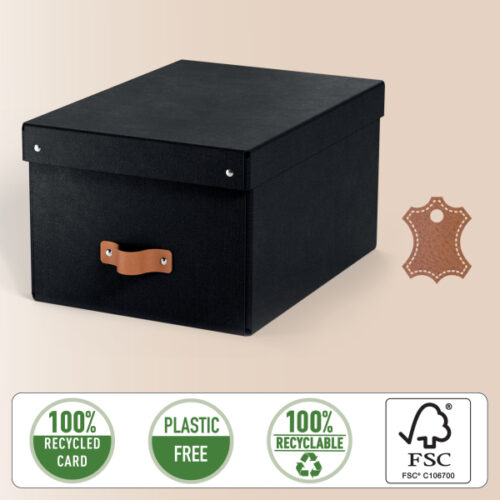 61490095_03.jpg Pudełko do przechowywania Leitz Puro z pokrywką, średnie, 17 l, z tektury w 100% z recyklingu, 2 szt., czarne