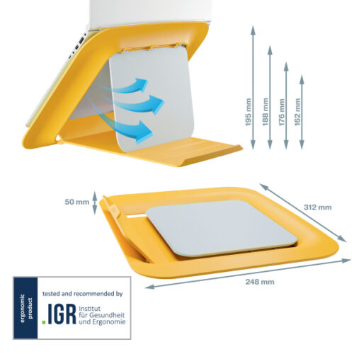 64260019_04.jpg Podstawka pod laptopa Leitz Ergo Cosy, 80% plastiku z recyklingu, żółta