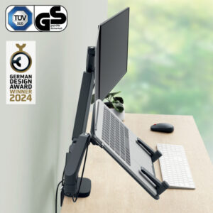 65380089_01.jpg Podwójne ramię Leitz Ergo do monitora i laptopa, ciemnoszare