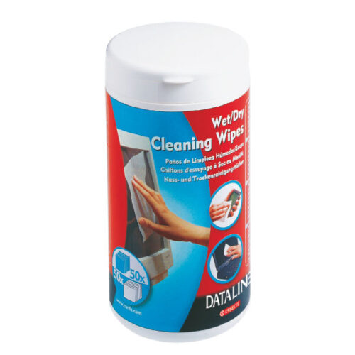 Chusteczki Esselte Dataline wilgotne i suche do czyszczenia ekranów (po 50)