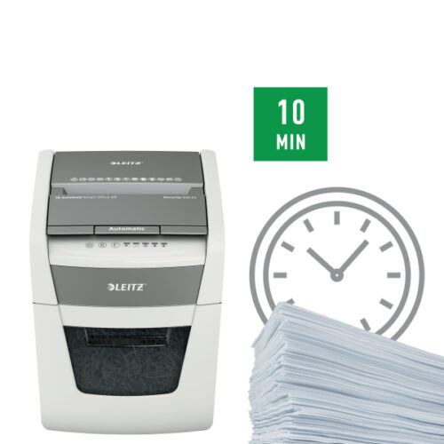 80350000_04.jpg Niszczarka Leitz IQ AutoFeed 50, P4, 50 kartek, 20 l kosz