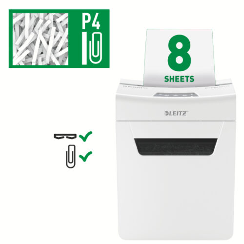 80910000_02.jpg Niszczarka Leitz IQ Protect Premium 8X, P4, 8 kartek, 14 l kosz