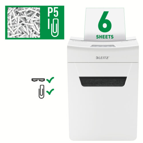80950000_02.jpg Niszczarka Leitz IQ Protect Premium 6M, P5, 6 kartek, 18 l kosz