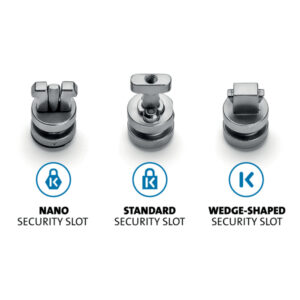Uniwersalny zestaw końcówek blokad Kensington ClickSafe® 3w1, gniazda T-Bar, Nano i klinowe