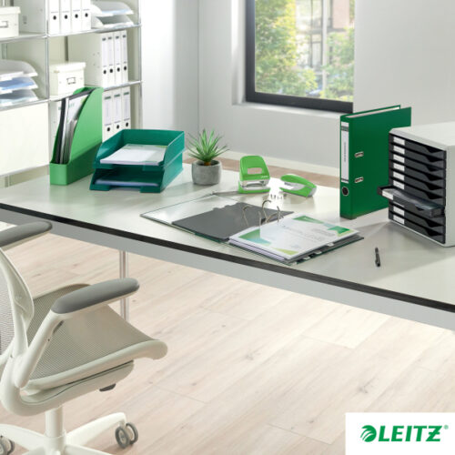 10105055_n_02.jpg Segregator Leitz A4 z mech. 180°, szer. 80 mm, 30% PP z recyklingu, zielony
