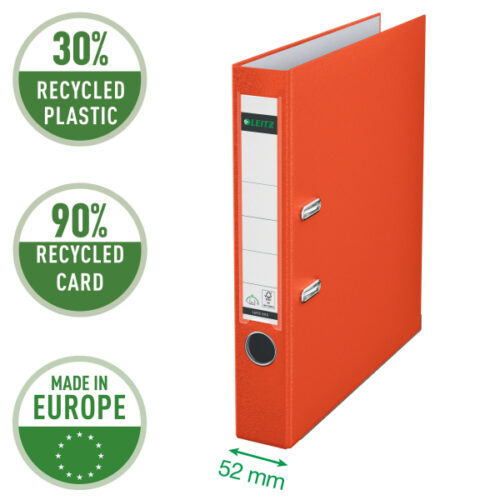 10155020_01.jpg Segregator Leitz A4 z mech. 180°, szer. 50 mm, 30% PP z recyklingu, jasnoczerwony